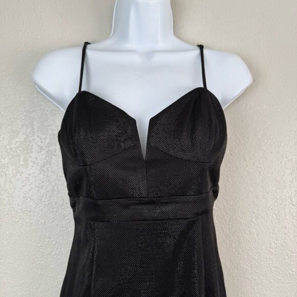 Revolve Bardot black Alexandra metallic mini dress prom formal 6 - Picture 3 of 12